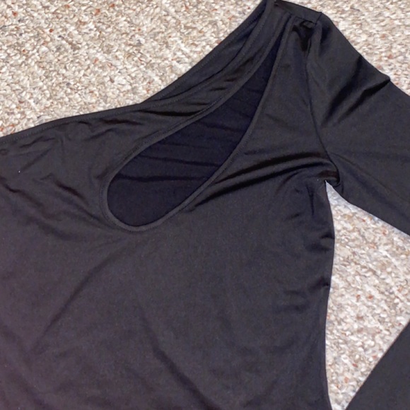 Long sleeve top one arm bought from shein size Large. Mesh design on front. - Picture 2 of 4
